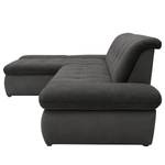 Ecksofa Lemley Webstoff / Kunstleder - Kunstleder Jami / Webstoff Floricia: Schwarz / Anthrazit - Longchair davorstehend links - Ohne Schlaffunktion