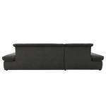 Ecksofa Lemley Webstoff / Kunstleder - Kunstleder Jami / Webstoff Floricia: Schwarz / Anthrazit - Longchair davorstehend links - Ohne Schlaffunktion