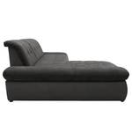 Ecksofa Lemley Webstoff / Kunstleder - Kunstleder Jami / Webstoff Floricia: Schwarz / Anthrazit - Longchair davorstehend links - Ohne Schlaffunktion