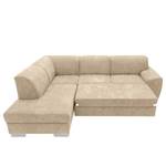 Ecksofa Bollon Webstoff Floricia: Sand - Ottomane davorstehend links - Mit Schlaffunktion