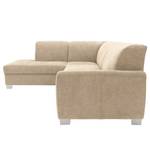 Ecksofa Bollon Webstoff Floricia: Sand - Ottomane davorstehend links - Mit Schlaffunktion