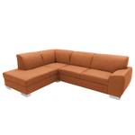 Ecksofa Bollon Antiklederlook - Kunstleder Jami: Cognac - Ottomane davorstehend links - Ohne Schlaffunktion