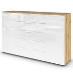 Sideboard Flipp Glas Typ A Weiß / Eiche Artisan Dekor - Breite: 160 cm