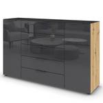 Sideboard Flipp Glas Typ B Graphit / Eiche Artisan Dekor - Breite: 160 cm