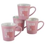 Koffiemok Forever Love set van 6 porselein - roze