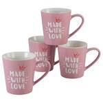Kaffeebecher Made with Love 6er-Set Porzellan - Rosa