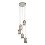 Suspension Cyclone 5 ampoules Acier / Verre fumé - Argenté