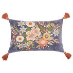 Kissen BOHEMIAN Blumen Baumwolle / Polyester - Blau