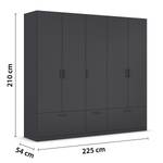 Drehtürenschrank Bari Typ B Graumetallic - Breite: 226 cm