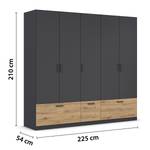 Drehtürenschrank Bari Typ B Graumetallic / Eiche Artisan Dekor - Breite: 226 cm