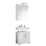 Salle de bain Snowdon - 2 éléments Avec éclairage inclus - Blanc brillant / Blanc mat