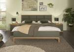 Bed met nachtkastjes Davey donkergroen/eikenhouten look