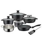 Pannenset Gourmet Granit aluminium - grijs - Set van 10