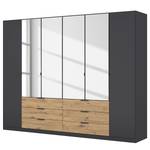 Drehtürenschrank Davoa mit Spiegel Graumetallic / Eiche Artisan Dekor - Breite: 271 cm