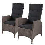 Gartensessel Braga 2er-Set Polyrattan / Aluminium - Anthrazit / Braun