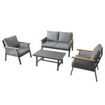 Loungegruppe Denia 4-teilig Aluminium / Polyester - Grau