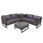 Loungeset Ramira 4-teilig Polyrattan / Stahl - Grau