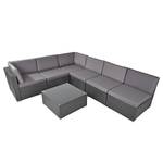 Loungeset Sansibar 7-teilig Polyrattan / Stahl - Schwarz / Hellgrau