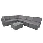 Loungeset Sansibar 7-teilig Polyrattan / Stahl - Schwarz / Hellgrau