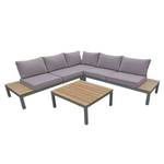 Loungeset Valentina 4-delig aluminium- bruin/grijs