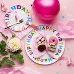 Bord HAPPY BIRTHDAY set van 6 porselein - meerdere kleuren