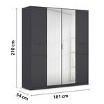 Drehtürenschrank Ticao Spiegel&Softclose Graumetallic - Breite: 181 cm