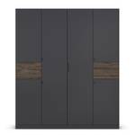 Drehtürenschrank Ticao mit Softclose Grau / Eiche Dunkel Dekor - Breite: 181 cm