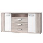 Dressoir met verlichting Revida zandkleurige eikenhouten look/hoogglans wit