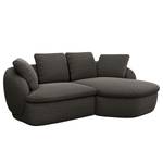 Ecksofa APELLO mit Longchair Webstoff Mava: Anthrazit / Schwarz / Weiß meliert - Breite: 217 cm - Longchair davorstehend rechts