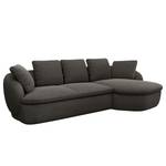 Ecksofa APELLO mit Longchair Webstoff Mava: Anthrazit / Schwarz / Weiß meliert - Breite: 276 cm - Longchair davorstehend rechts