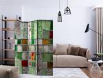 Paravent Emerald Stained Glass 1-seitig Vlies auf Massivholz - Mehrfarbig - 135 x 172 cm