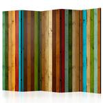 Kamerscherm Wooden Rainbow 1-zijdig vlies op massief hout - meerdere kleuren - 225 x 172 cm