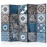 Kamerscherm Blue Arabesque Acoustic vlies op massief hout - blauw