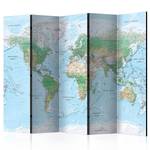 Paravento World Map1 lato Tessuto non tessuto su legno massello - Blu chiaro