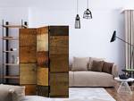 Paravento Wooden Textures acustico Tessuto non tessuto su legno massello - Marrone - 135 x 172 cm