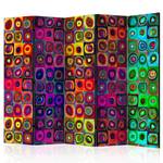 Paravent Colorful Abstract Art 1-seitig Vlies auf Massivholz - Mehrfarbig - 225 x 172 cm