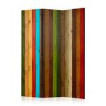 Paravent Wooden Rainbow acoustique Intissé sur bois massif - Multicolore - 135 x 172 cm