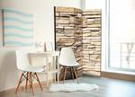 Kamerscherm Decorative Stone Acoustic vlies op massief hout - lichtbruin - 135 x 172 cm