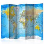 Paravento World Classic Map acustico Tessuto non tessuto su legno massello - Multicolore