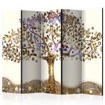 Paravento Golden Tree acustico Tessuto non tessuto su legno massello - Bianco / Oro - 225 x 172 cm