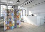 Kamerscherm Colorful Mosaic Acoustic vlies op massief hout - meerdere kleuren - 225 x 172 cm