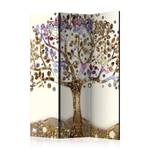 Paravento Golden Tree 1 lato Tessuto non tessuto su legno massello - Bianco / Oro - 135 x 172 cm