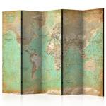 Paravent Turquoise World Map acoustique Intissé sur bois massif - Turquoise