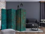 Kamerscherm Azure Mirror Acoustic vlies op massief hout - turquoise/goudkleurig - 225 x 172 cm