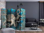 Kamerscherm Zen Octopus Acoustic vlies op massief hout - turquoise