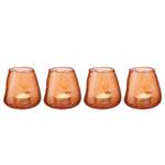 Teelichthalter FALL IN LOVE 4er-Set Glas - Orange