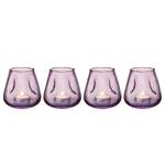 Teelichthalter FALL IN LOVE 4er-Set Glas - Violett