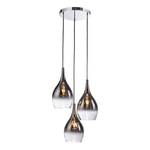 Hanglamp Pilua 3 lichtbronnen rond gekleurd glas- zilverkleurig/grijs