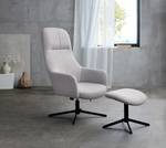 Relaxfauteuil Cardeal met voetenbank geweven stof/staal - natuurlijk/zwart