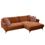 Ecksofa Morranos Chenille Rubia: Terracotta - Longchair davorstehend rechts - 2 Kissen